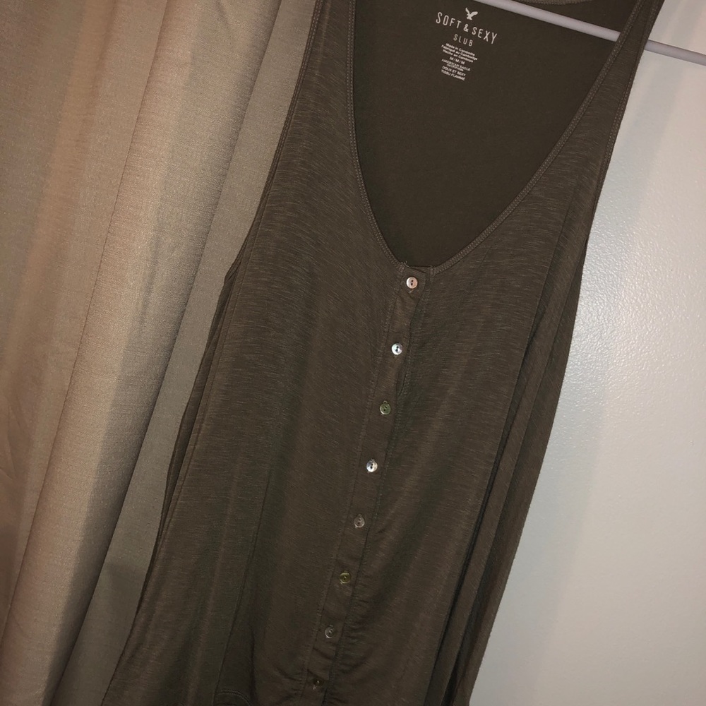 Olive green AE soft and sexy button tank top